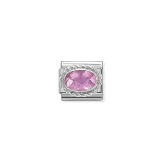 Composable Classic FACETED CZ in stainless steel with 925 sterling silver setting and detail PINK