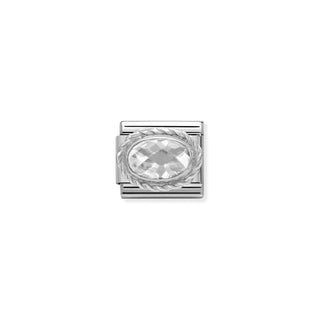 Composable Classic FACETED CZ in stainless steel with 925 sterling silver setting and detail White