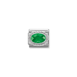Composable Classic FACETED CZ in stainless steel with 925 sterling silver setting and detail EMERALD GREEN