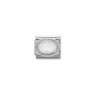 Comp. Classic hard stones stainless steel, rich 925 sterling silver setting WHITE OPAL