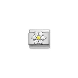 Composable CL SYMBOLS steel, Cz and 925 sterling silver RICH WHITE and YELLOW flower