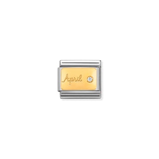 Composable Classic MONTH STONE in steel, January -December stones and 18k gold