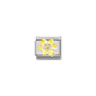 Composable CL SIMBOLS stainless steel, enamel, Cub. Zirc and 925 sterling silver Narcissus YELLOW
