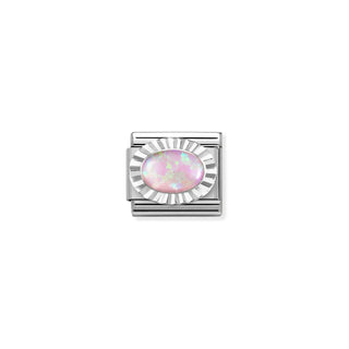 Composable Classic STONES, steel, etching details OVAL 925 sterling silver PINK OPAL