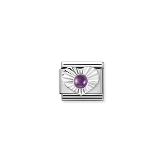 Composable Classic STONES, steel, etching details HEART 925 sterling silver AMETHYST