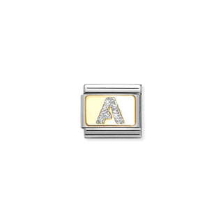 CHARM, COMPOSABLE LINK LETTER A-Z (select your letter) GOLD & SILVER GLITTER COLLECTION COMPOSABLE®