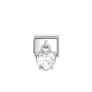 Composable Classic CHARMS CUBIC ZIRCONIA steel, 925 sterling silver White heart