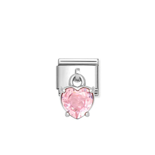 Composable Classic CHARMS CUBIC ZIRCONIA steel, 925 sterling silver Pink heart