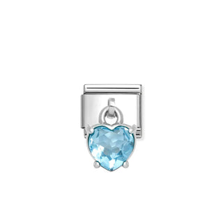 Composable Classic CHARMS CUBIC ZIRCONIA steel, 925 sterling silver Blue heart