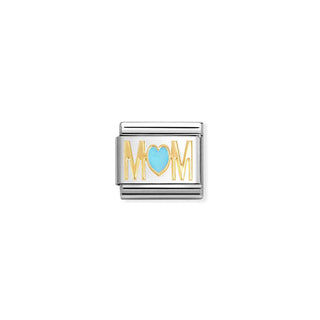Composable Classic SYMBOLS steel, enamel and 18k gold MOM BLUE heart