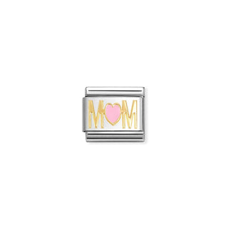 Composable Classic SYMBOLS steel, enamel and 18k gold MOM PINK heart