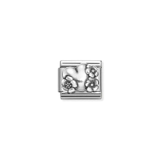 Composable Classic OXIDIZED SYMBOLS in st.steel and 925 sterling silver Heart with flowers