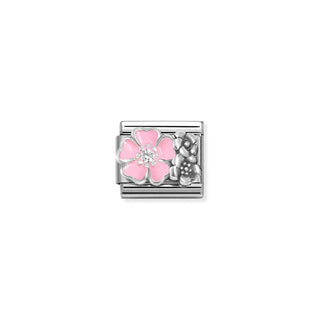 Composable CL SYMBOLS OX. in steel, enamel, cz and 925 sterling silver ROSE flower with flowers