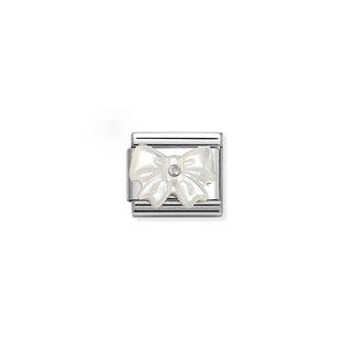 Composable Classic STONE SYMBOLS in steel and 925 sterling silver WHITE MOTHER OF PEARL bow