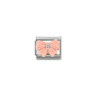 Composable Classic STONE SYMBOLS in steel and 925 sterling silver PINK RESIN bow