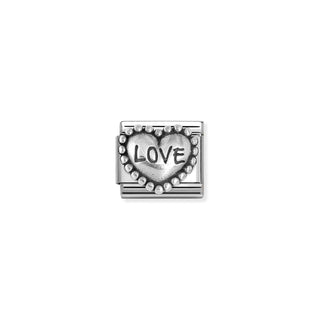 Composable Classic OXIDIZED SYMBOLS in st.steel and 925 sterling silver Love dotted heart