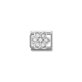 Composable CL SYMBOLS steel, Cz and 925 sterling silver RICH WHITE daisy