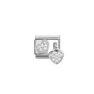 Composable Classic CHARMS steel, 925 silver and cz pavè Heart and heart