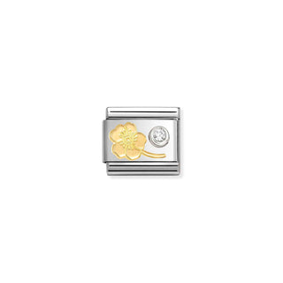 Composable Classic SYMBOLS steel, 750 gold, 925 silver and CZ Myosotis cz WHITE