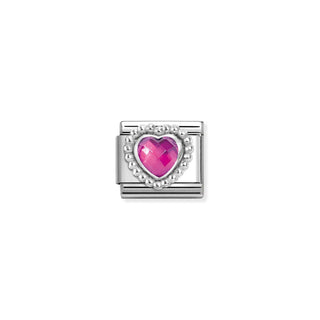 Composable CL CZ FACETED, steel with RICH SETTING HEART DOTS 925 silver FUCHSIA