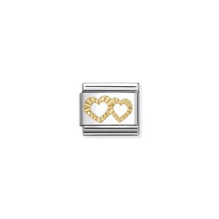 Composable Classic SYMBOLS steel and 18k gold Diamond double hearts profile