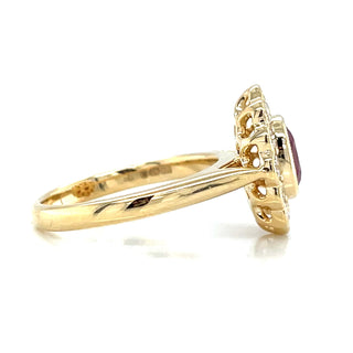 18ct Yellow Gold Earth Grown Cluster Ruby and Diamond Ring