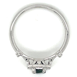 9ct White Gold Earth Grown Emerald Cut 0.60ct Green Tourmaline with White Sapphire & Diamond Vintage Style Ring