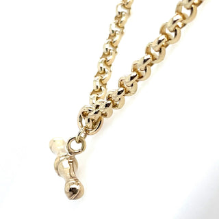 Vintage 9ct Yellow Gold 18” Round Belcher Chain With A Dog Bone T-Bar