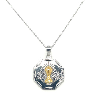 Sterling Silver Two Tone Holy Medal Pendant