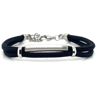 Gents Black Cotton And Stainless Steel Bracelet