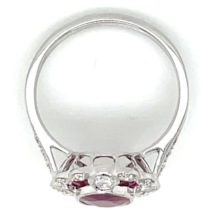 18ct White Gold Earth Grown 1.85ct Ruby And 0.39ct Diamond Ring