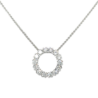 18ct White Gold Laboratory Grown 1.15ct Round Diamond Circle Pendant