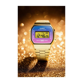 Casio Vintage Purple to Pink Fade Dial Golden Watch