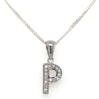 Sterling Silver Cz Initial Necklaces