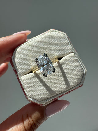 Celine - 18ct Yellow Gold Double Claw Laboratory Grown 3.02ct Oval Solitaire Diamond Ring