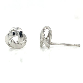 9ct White Gold Twisted Knot Stud Earrings