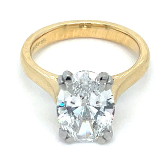 Celine - 18ct Yellow Gold Double Claw Laboratory Grown 3.02ct Oval Solitaire Diamond Ring