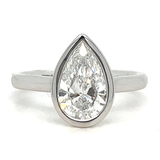 Elena - Platinum Laboratory Grown Rubover 1.52ct Pear Cut Solitaire Diamond Ring