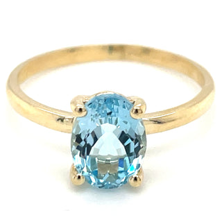 9ct Yellow Gold 1.60ct Earth Grown Oval Blue Topaz Ring