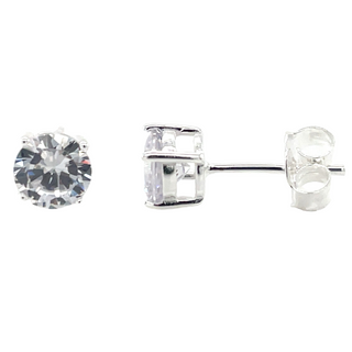 Sterling Silver 6mm Round Cz Stud Earrings