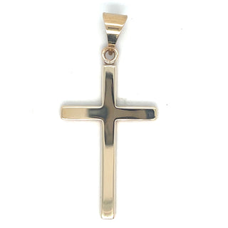 Vintage 9ct Yellow Gold Solid Cross Pendant