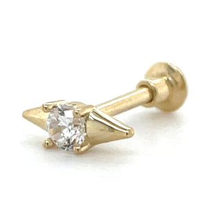 9ct Yellow Gold Round Cz And Triangle Single Flatback Earring