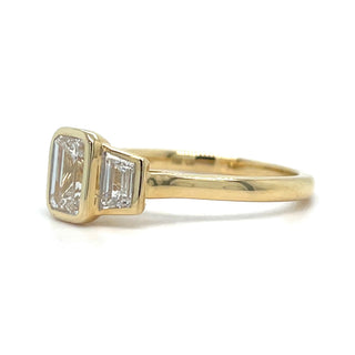 Paloma - 18ct Yellow Gold Laboratory Grown 1.74ct Bezel Set Emerald Cut Diamond With Tapered Baguette Side Stones