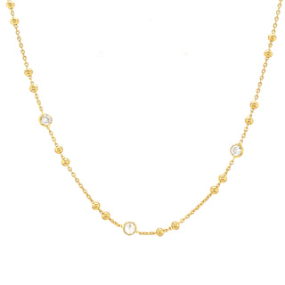 Golden Beaded & Rubover Cz Necklace