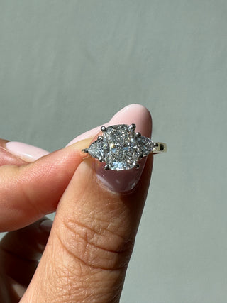 Misha -18ct Yellow Gold 2.52ct Laboratory Grown Oval Diamond EngagemenT Ring With Half Moon Side Stones