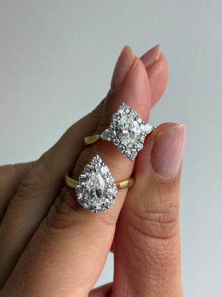 Gillian - 18ct Yellow Gold 1.86ct Laboratory Grown Oval Halo With Pear Side Stone Engagement Ring