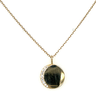 9ct Yellow Gold Moon Edged Disc Necklace