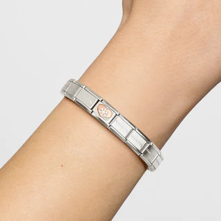 Composable Classic Symbols in stainless steel, enamel with 9k rose gold White Snowflake Heart