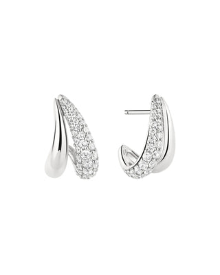 Ania Haie Silver Duet Stud Hoop Earrings