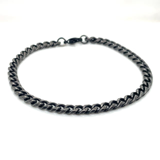 Gents Stainless Steel Black Curb Bracelet